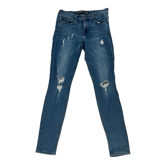 Express Ultimate Stretch Mid Rise Distressed Jean Leggings Size 4 Women’s - Picture 1 of 6